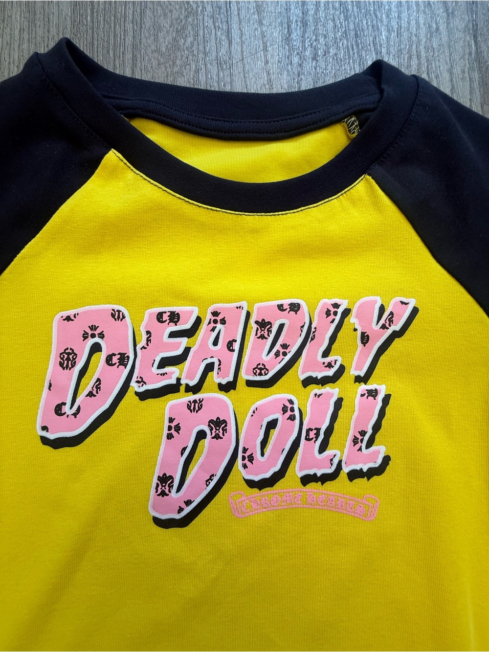Deadly Doll Yellow & Navy Women’s Streetwear Tee - Picture 3 of 7